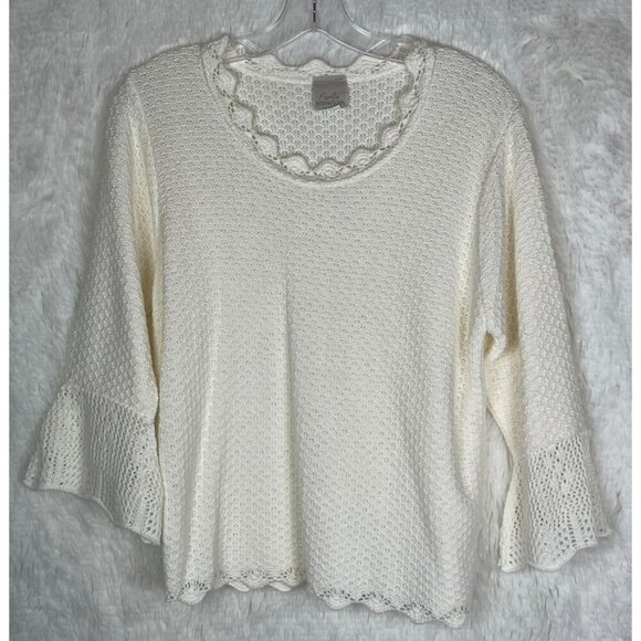 Fiorlini Women's Large Ivory Open Knit Sweater - Picture 1 of 8